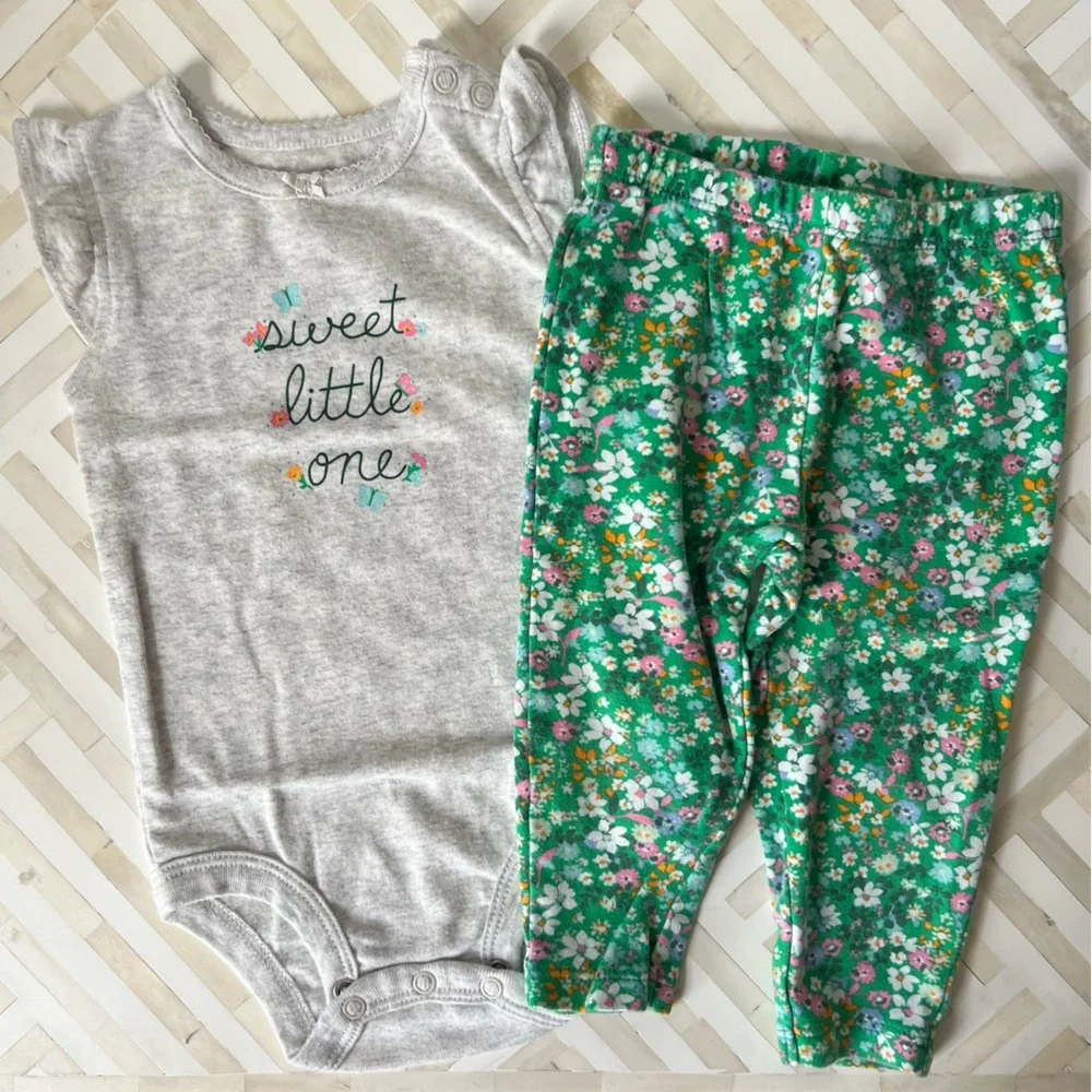 CARTERS Ruffle Bodysuits & Floral Leggings Bundle, 12mo